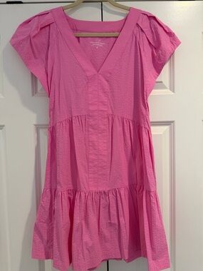 Vineyard Vines Performance Pink Tiered V-Neck Dress